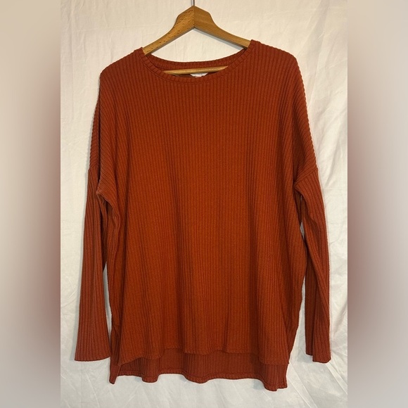 Time and Tru Tops - Time and Tru Women’s Burnt Orange Long Sleeve Pull On Shirt size Large (12-14)
